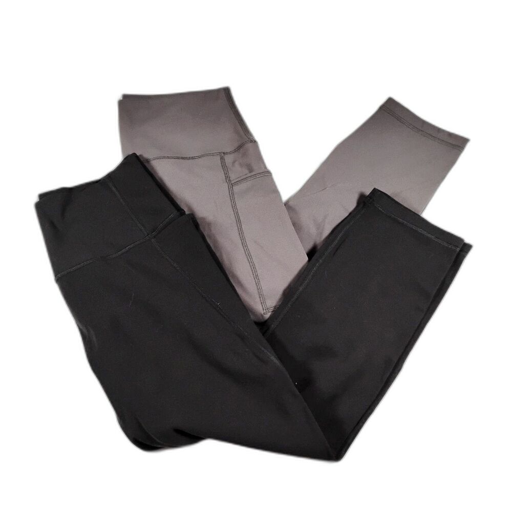 Lot of 2 Crop Leggings CRZ Yoga HeyNuts Size Medium Black Gray